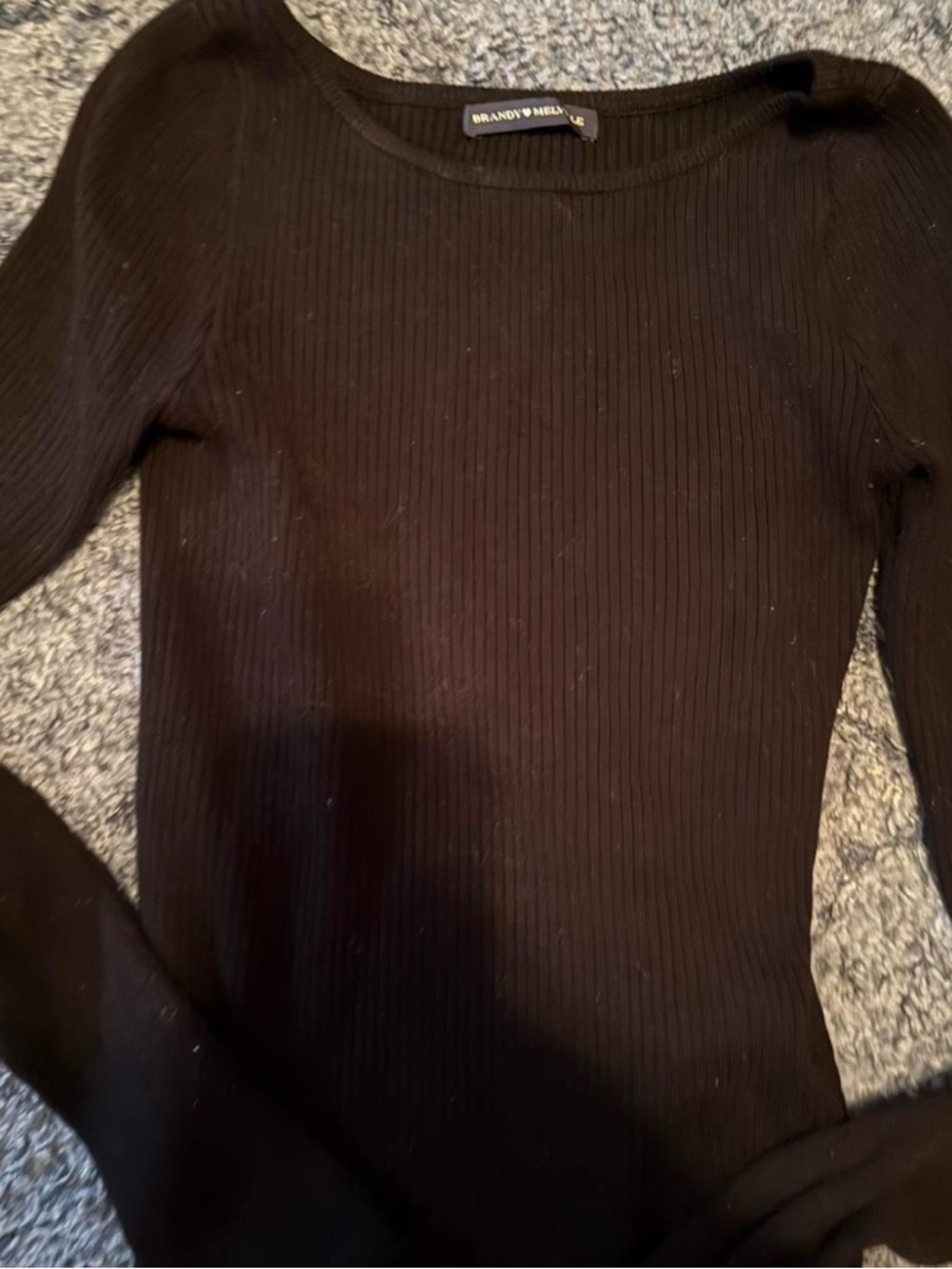 Brandy Melville Black Ribbed Long Sleeve Top